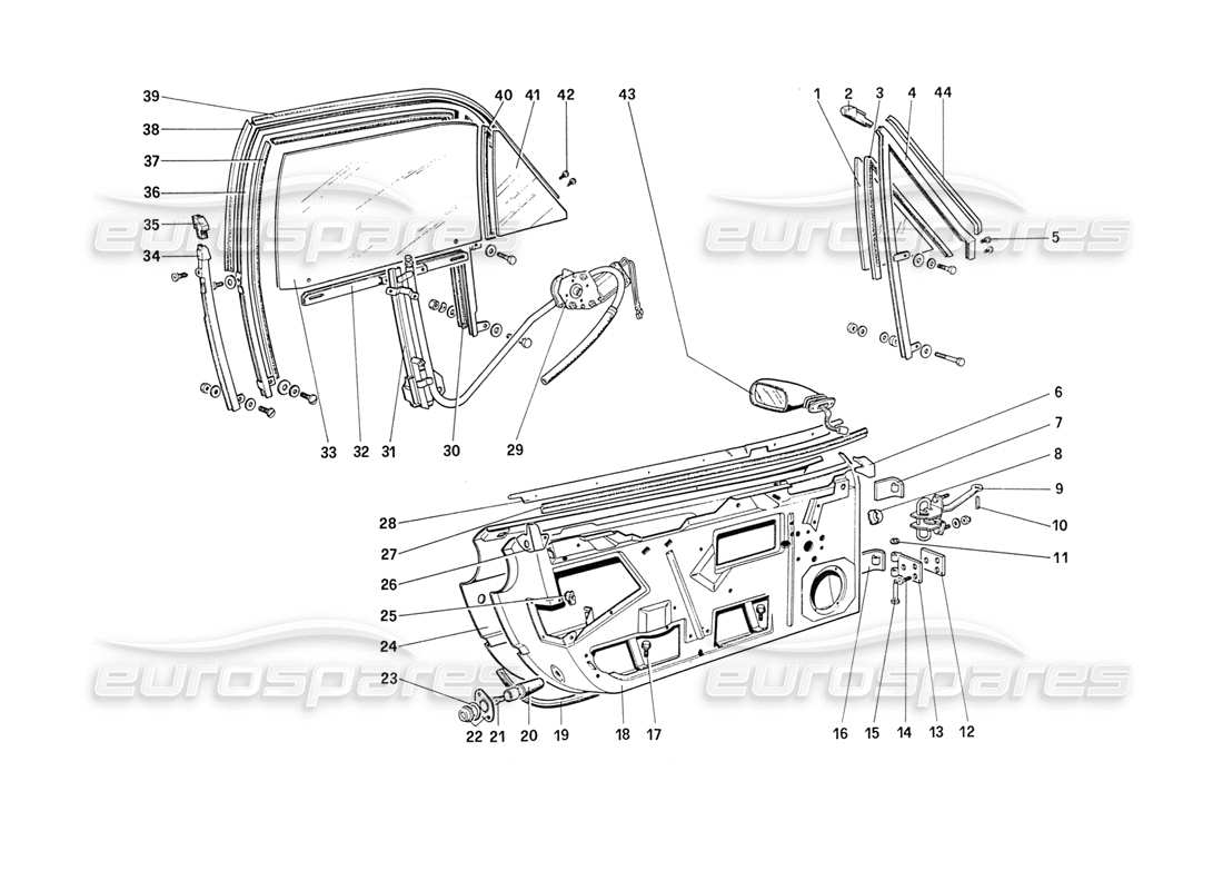 ferrari 208 turbo (1989) türen (vom auto 71597) teilediagramm