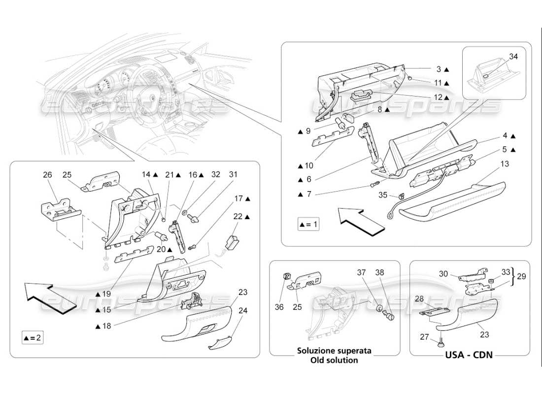 maserati qtp. (2007) 4.2 f1 handschuhfächer ersatzteildiagramm