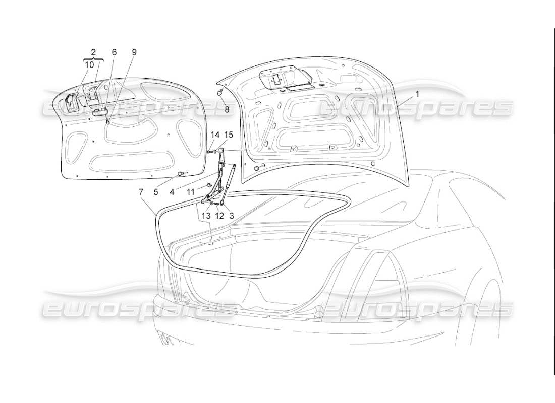 maserati qtp. (2009) 4.2 auto hinterer deckel teilediagramm