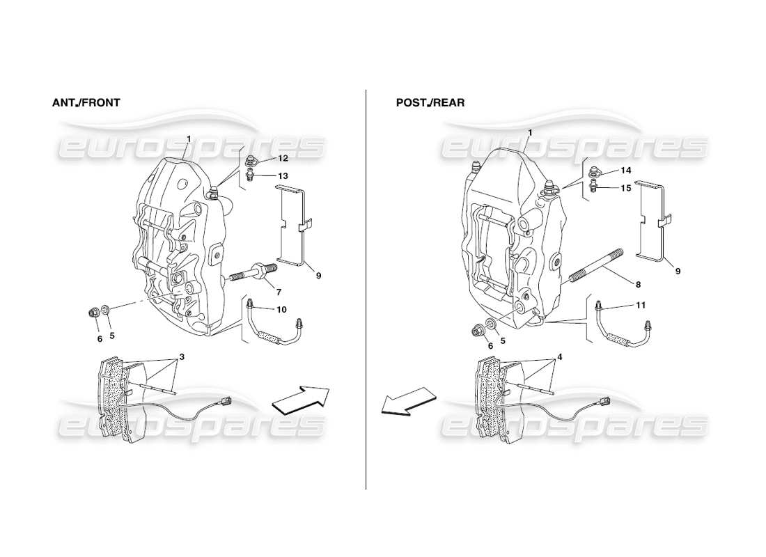 ferrari 430 challenge (2006) bremssättel für vorder- und hinterradbremsen - teilediagramm