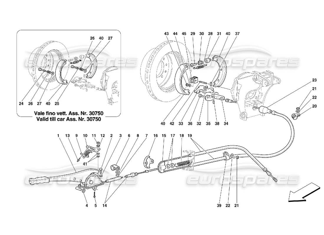 ferrari 355 (5.2 motronic) teilediagramm der handbremssteuerung