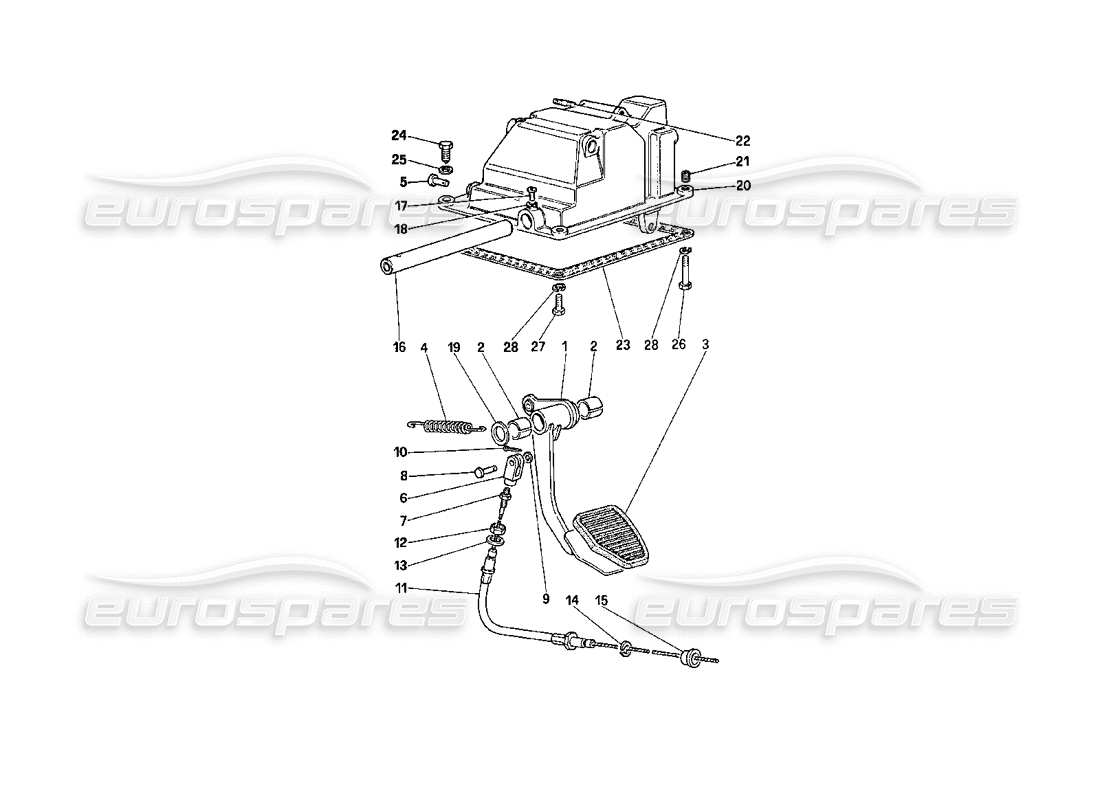 ferrari 208 turbo (1989) teilediagramm für die kupplungsausrücksteuerung (für fahrzeuge mit antiblockiersystem)