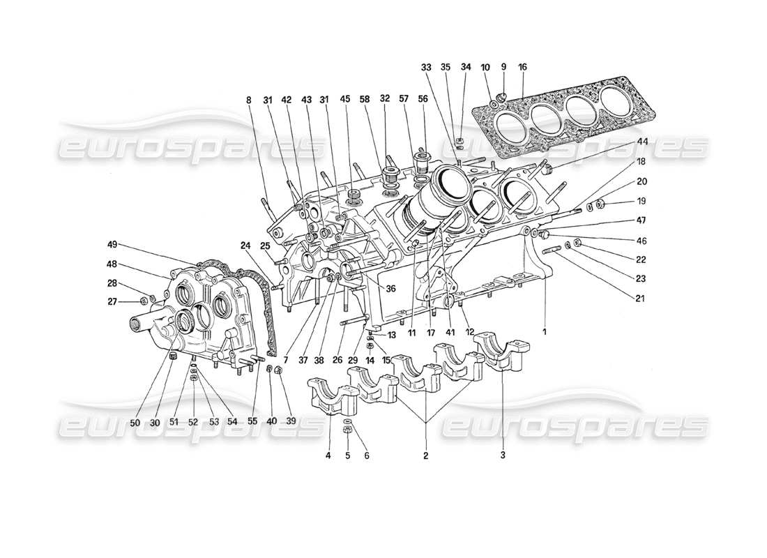 ferrari 208 turbo (1989) kurbelgehäuse-teilediagramm