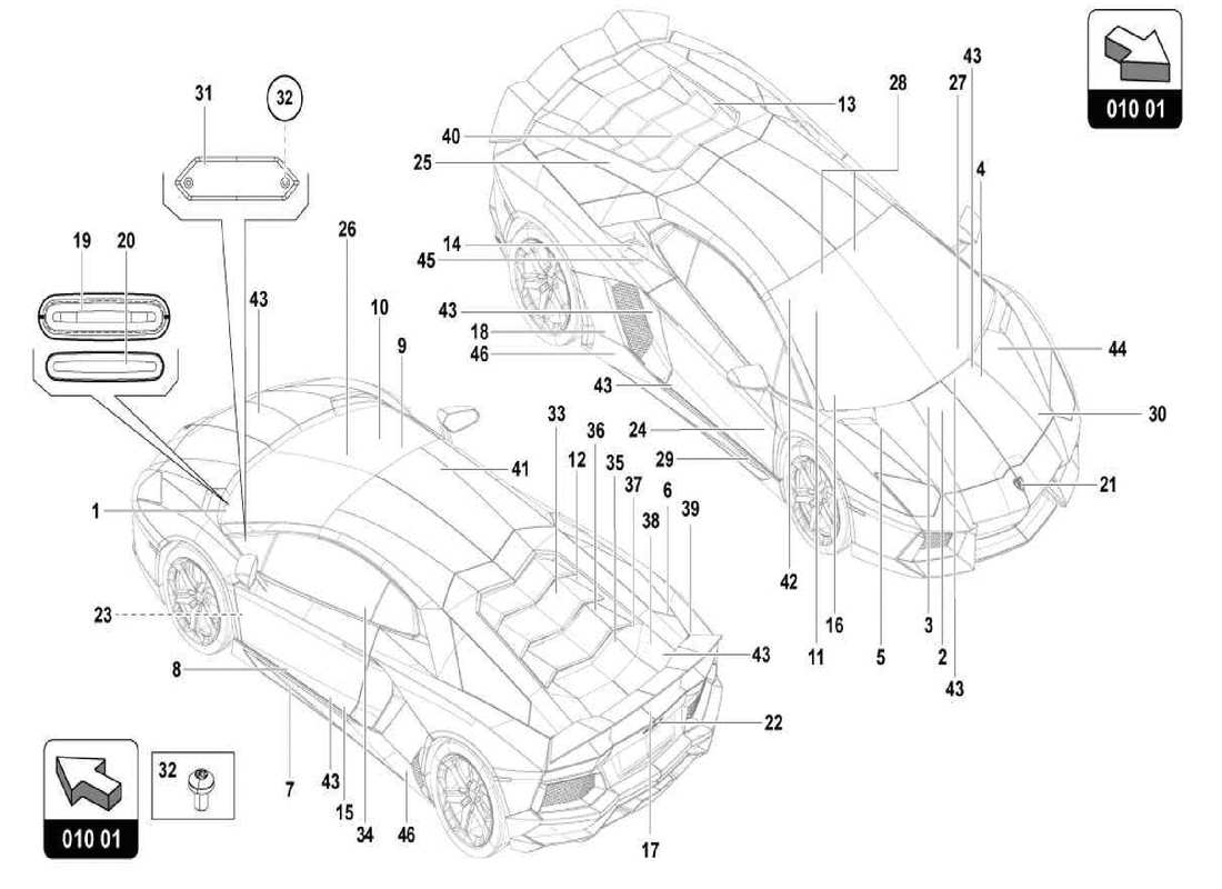 lamborghini centenario spider namensschilder ersatzteildiagramm