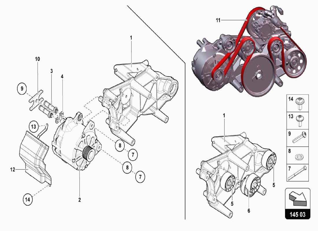 lamborghini centenario spider lichtmaschine und einzelteile teilediagramm