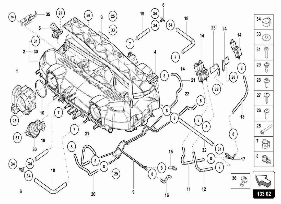 lamborghini centenario spider ansaugkrümmer teilediagramm