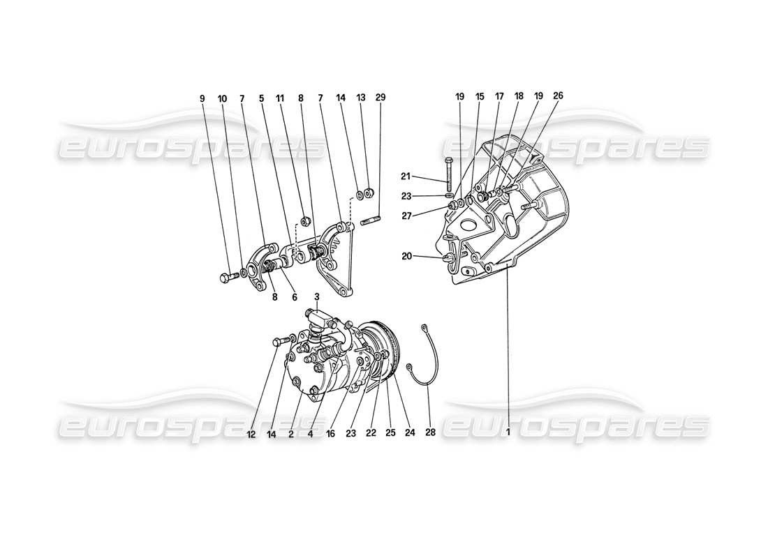 ferrari 208 turbo (1989) klimakompressor und bedienelemente (ab fahrzeugnummer 77247) teilediagramm