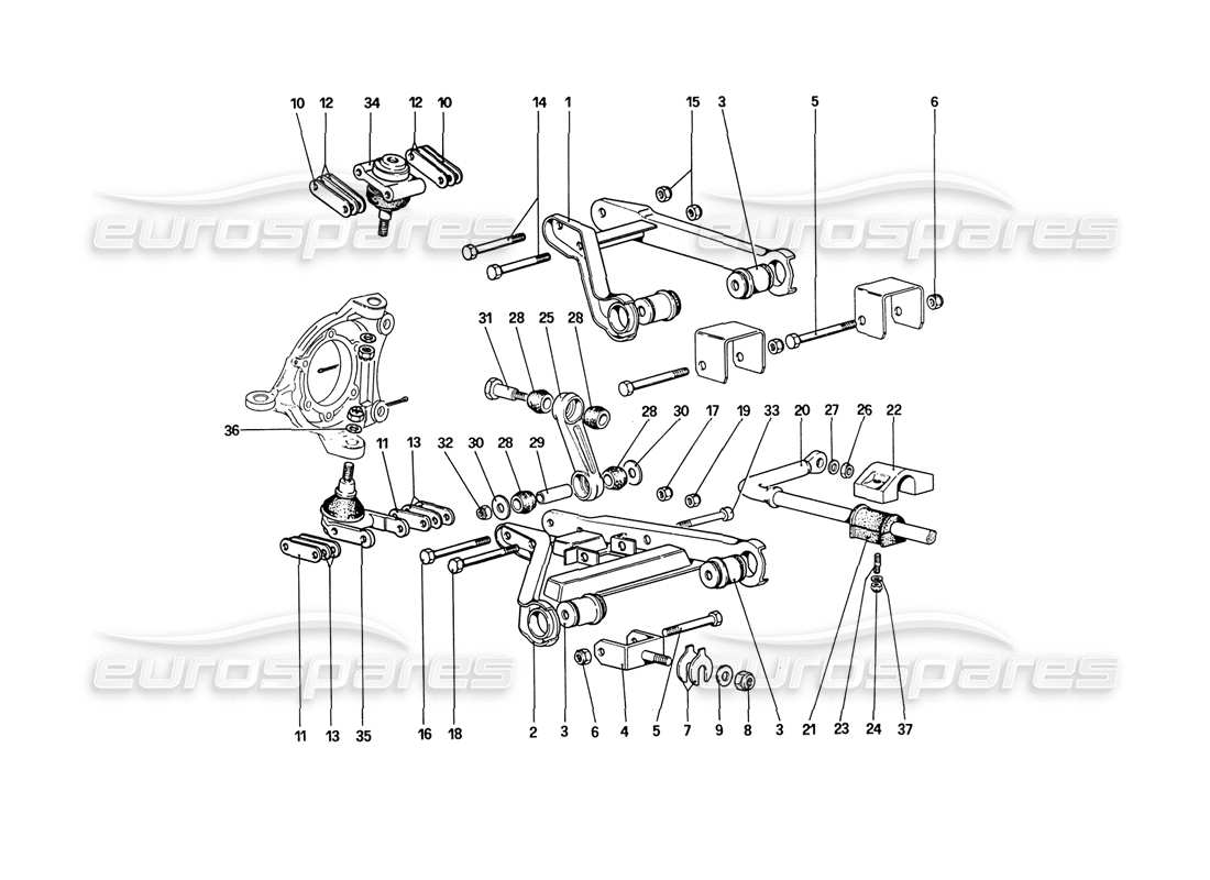 ferrari 208 turbo (1989) vorderradaufhängung - querlenker (ab autonummer 76626) teilediagramm