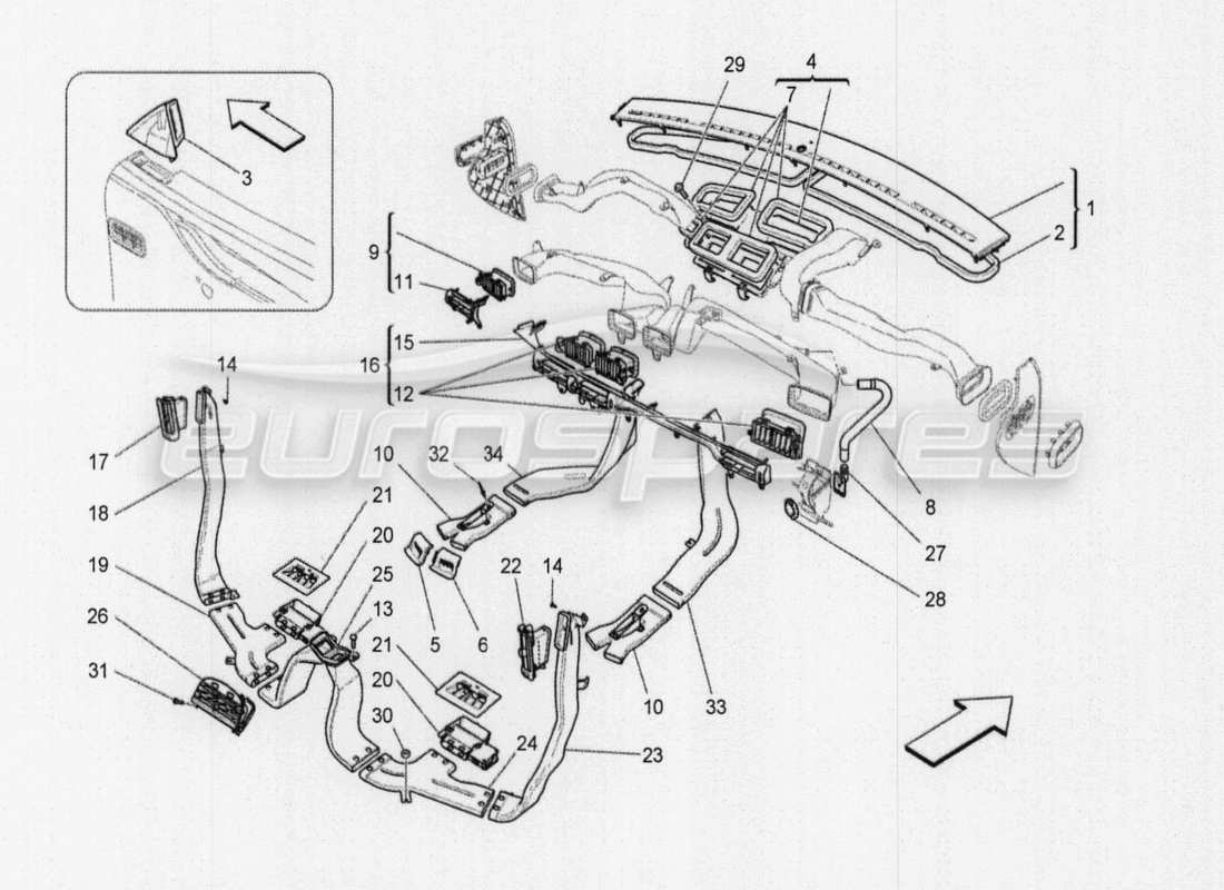 maserati qtp. v8 3.8 530bhp auto 2015 a c-einheit: diagramm des elektronischen steuergerätteils