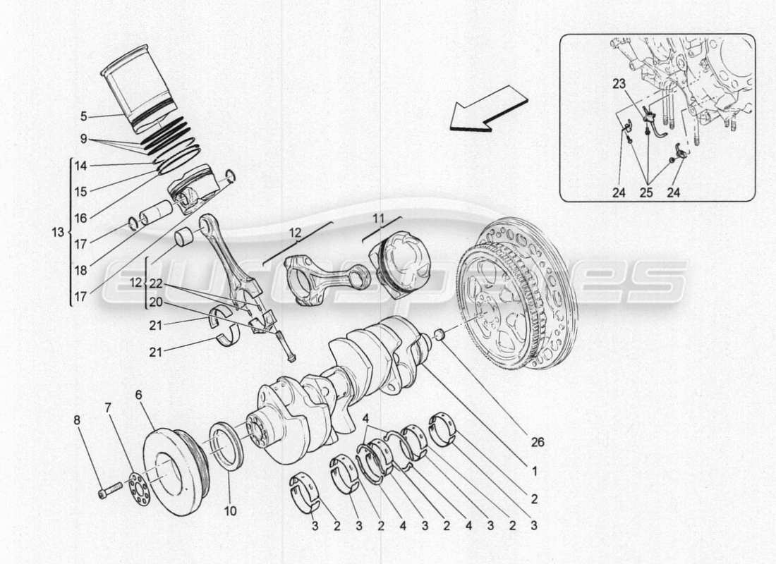 maserati qtp. v8 3.8 530bhp 2014 auto kurbelmechanismus teilediagramm