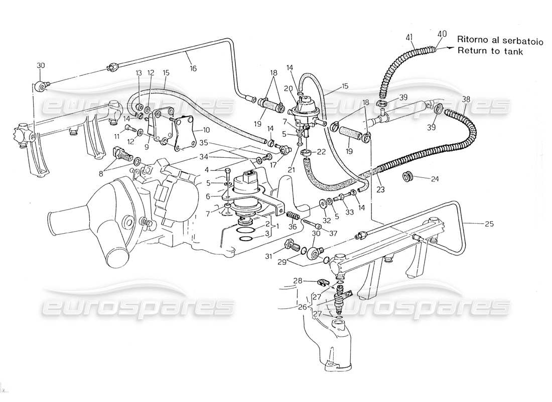 maserati 228 einspritzsystem - zubehör teilediagramm