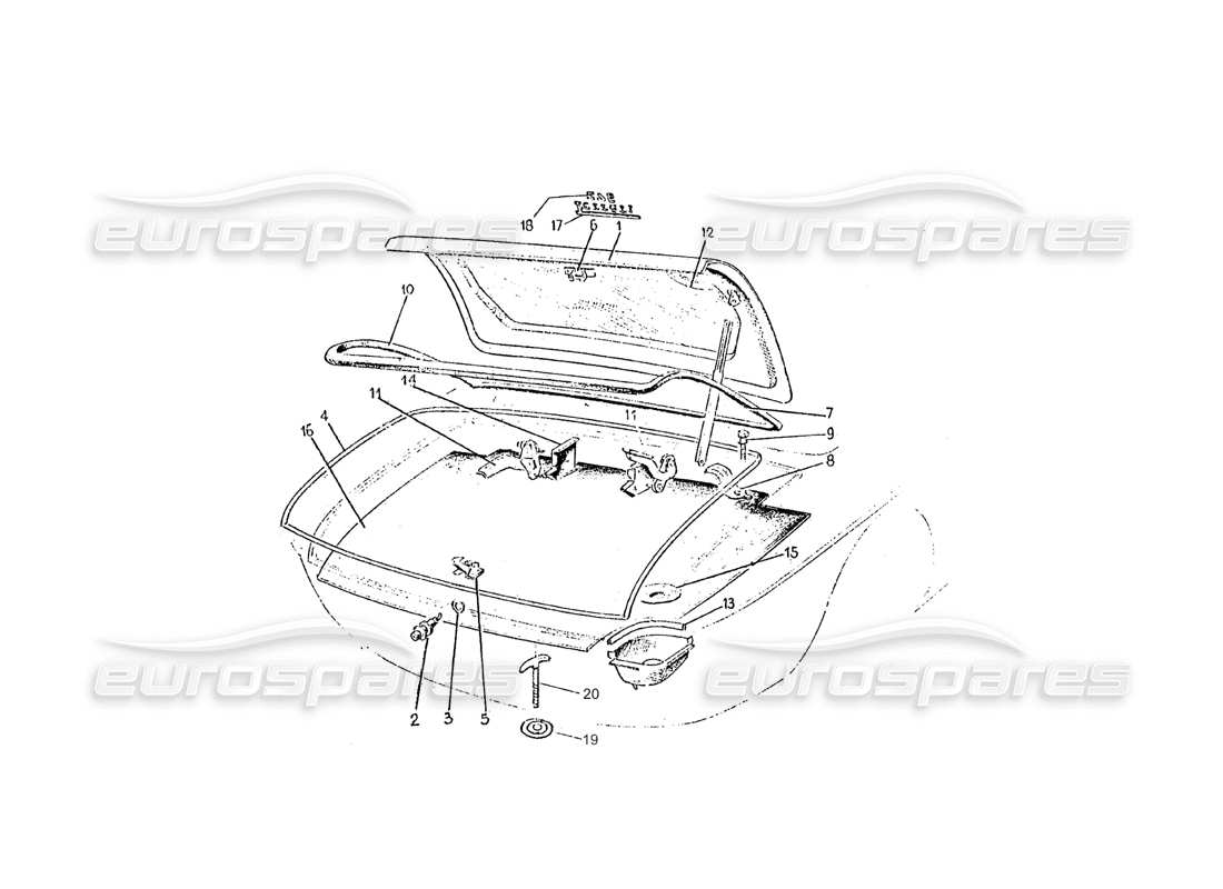 ferrari 275 (pininfarina coachwork) gruppo baule-ersatzteildiagramm