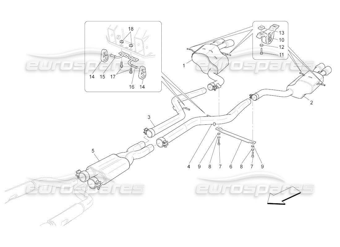 maserati qtp. (2011) 4.7 auto schalldämpfer ersatzteildiagramm