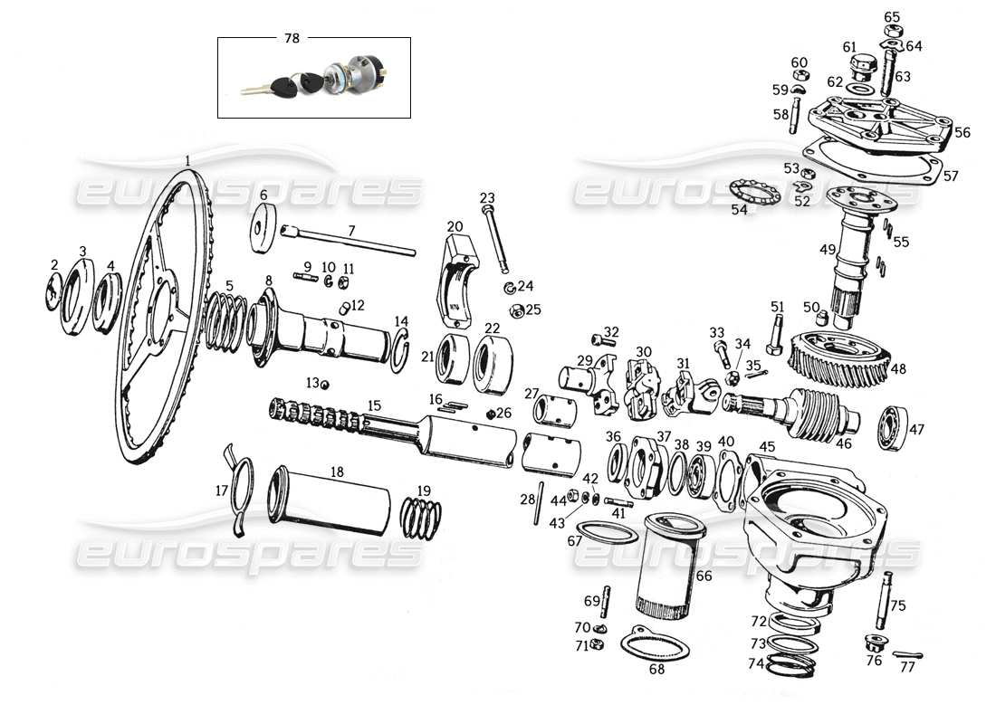 ferrari 250 gte (1957) lenkgetriebe teilediagramm