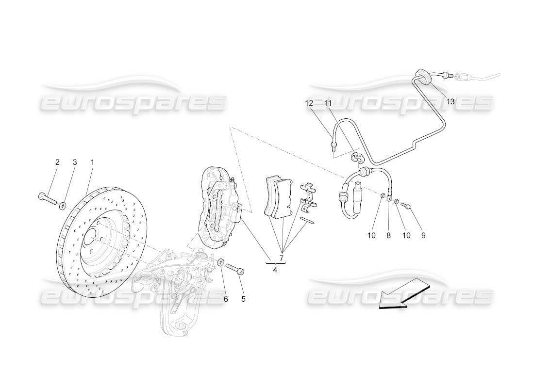 maserati qtp. (2011) 4.7 auto bremsvorrichtungen an den vorderrädern ersatzteildiagramm