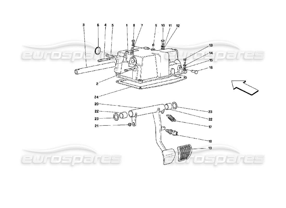 ferrari mondial 3.4 t coupe/cabrio pedalgehäuse und -halterung – gültig für fahrzeuge mit fe teilediagramm