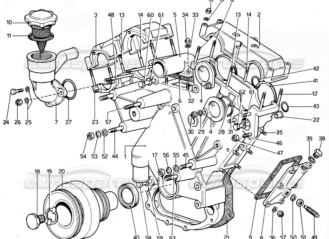 ferrari 365 gtc4 (mechanical) timing-brustabdeckung teilediagramm