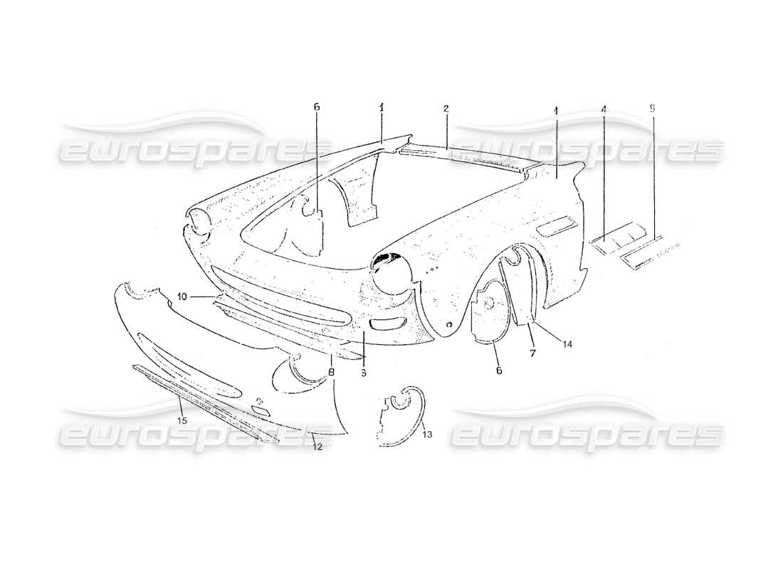 ferrari 275 (pininfarina coachwork) gruppo rivestinento anteriore teilediagramm