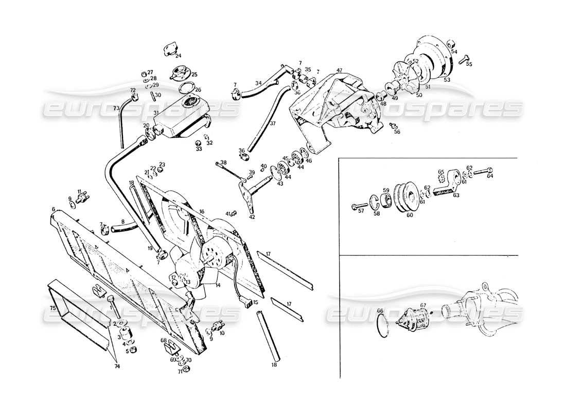 maserati khamsin motorkühlung teilediagramm