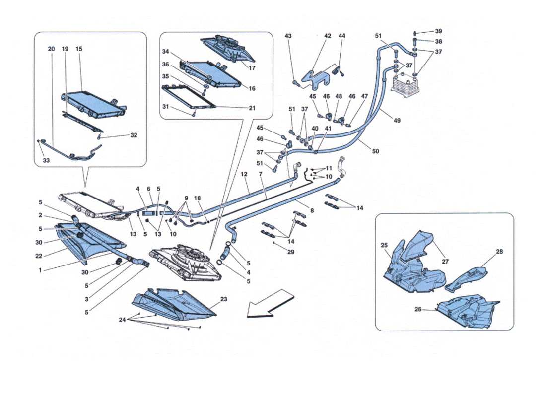 ferrari 458 challenge kühlung – kühler und luftförderer teilediagramm