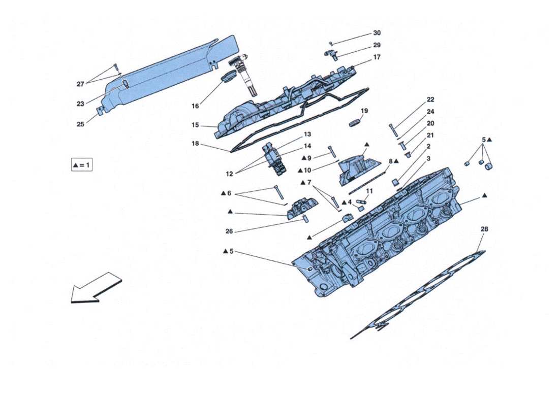 ferrari 458 challenge rechter zylinderkopf teilediagramm