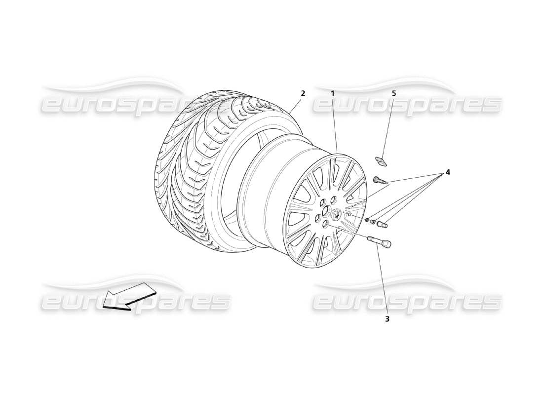 maserati qtp. (2003) 4.2 felge und reifen teilediagramm