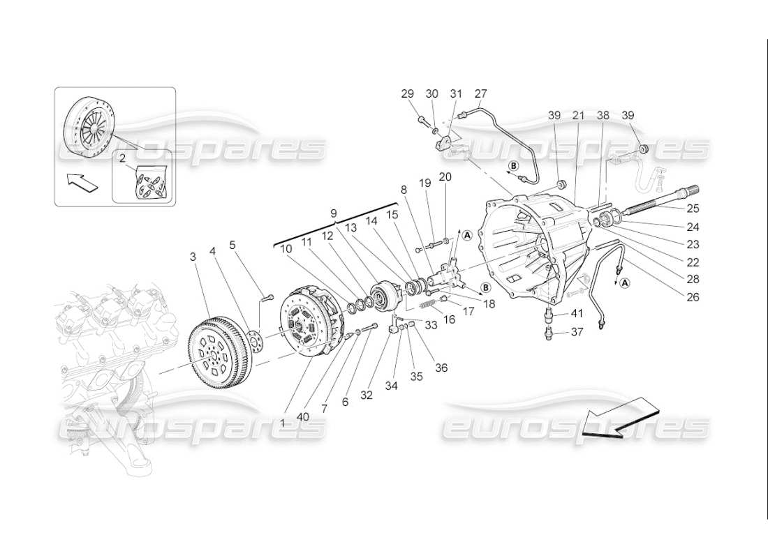 maserati qtp. (2007) 4.2 f1 reibscheiben und gehäuse für f1 getriebe ersatzteildiagramm