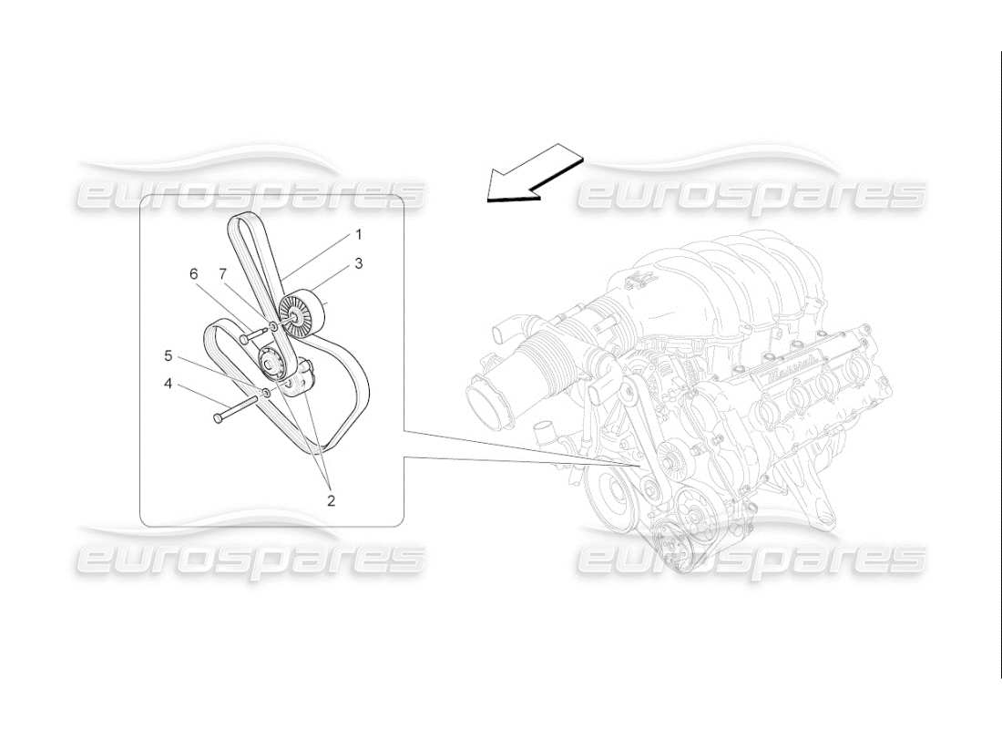 maserati qtp. (2007) 4.2 f1 zusatzgeräteriemen ersatzteildiagramm