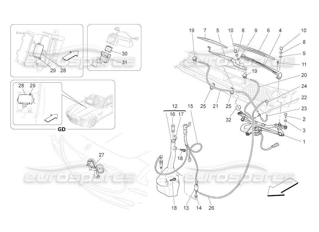 maserati qtp. (2011) 4.7 auto externe fahrzeuggeräte teilediagramm