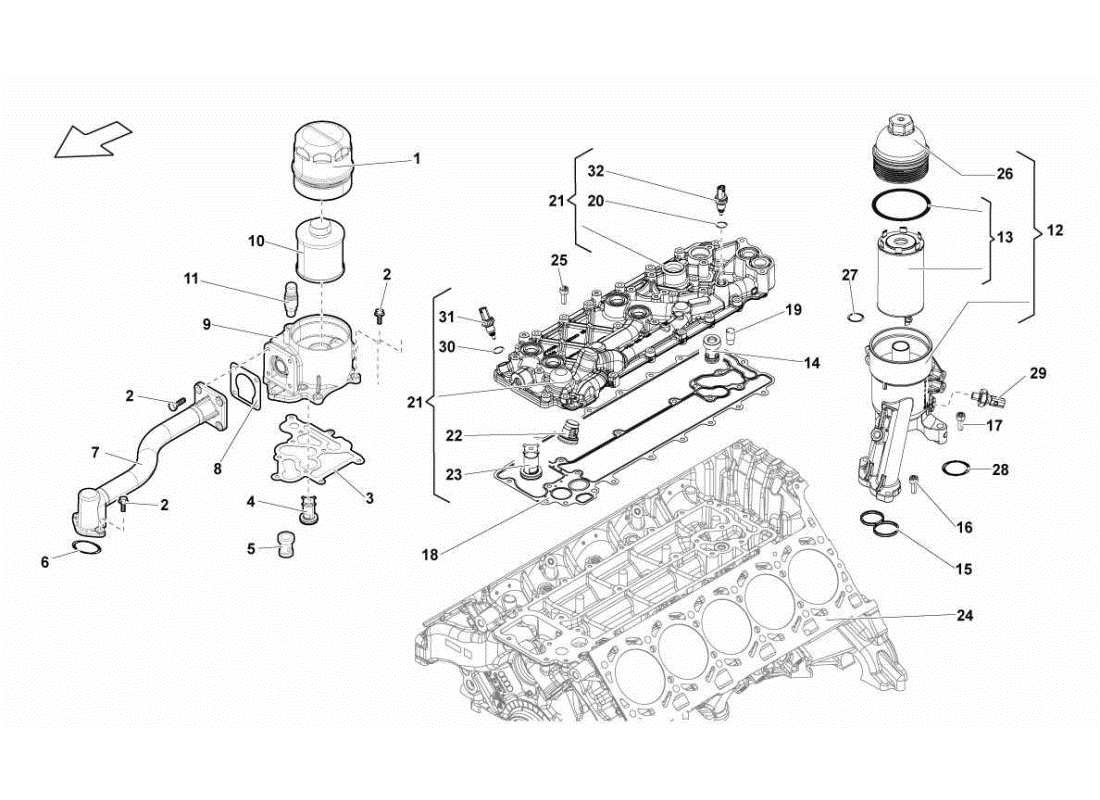 lamborghini gallardo sts ii sc ölfilter ersatzteildiagramm