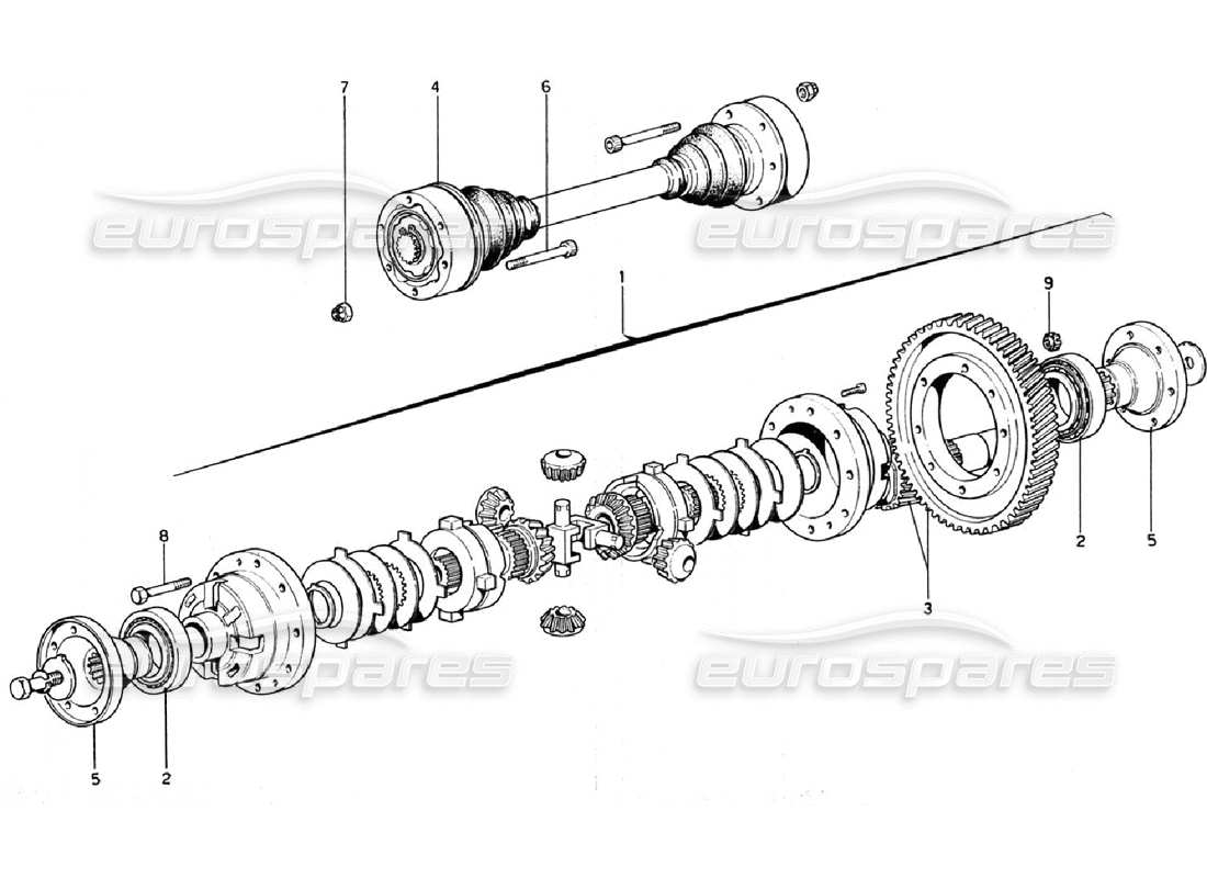 ferrari 308 gtb (1976) differential- und achswellen teilediagramm