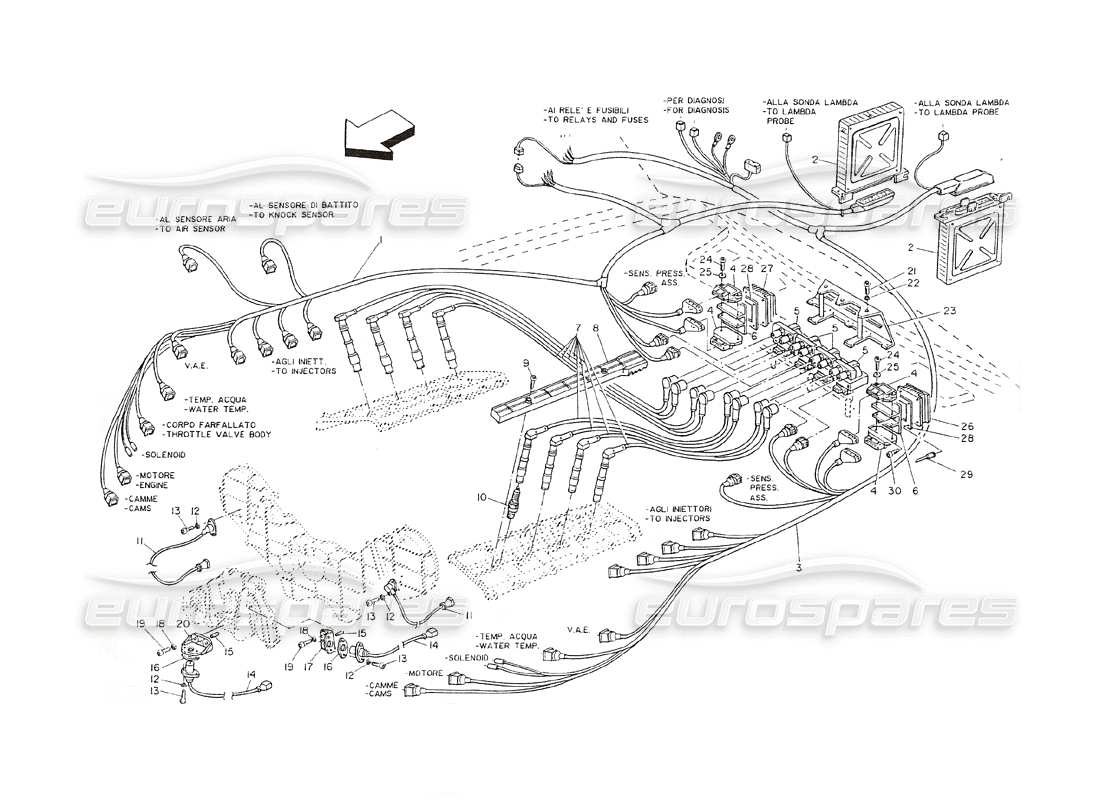 maserati shamal zünd- und zeitsteuerungssystem teilediagramm