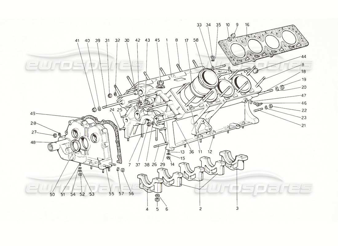 ferrari 308 gt4 dino (1976) kurbelgehäuse-teilediagramm