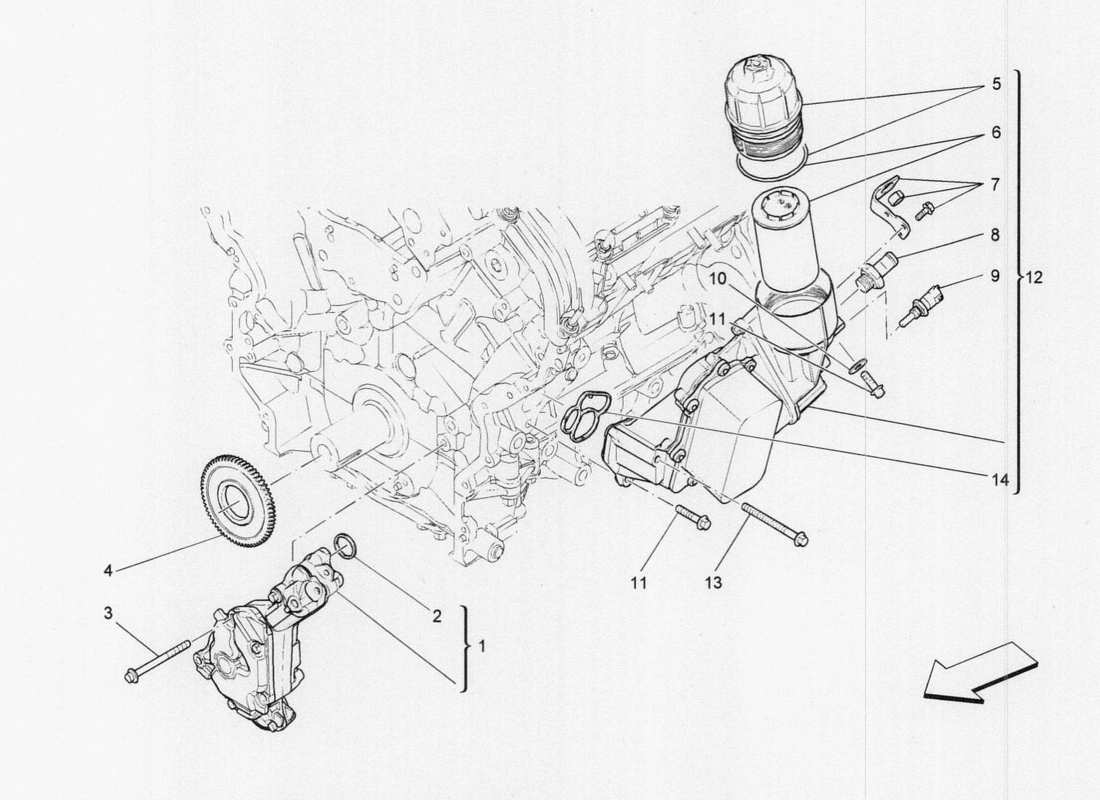 maserati qtp. v6 3.0 tds 275bhp 2017 schmiersystem: pumpe und filter teilediagramm