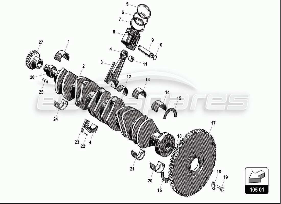 lamborghini 350 gt kurbelwelle-pleuel teilediagramm