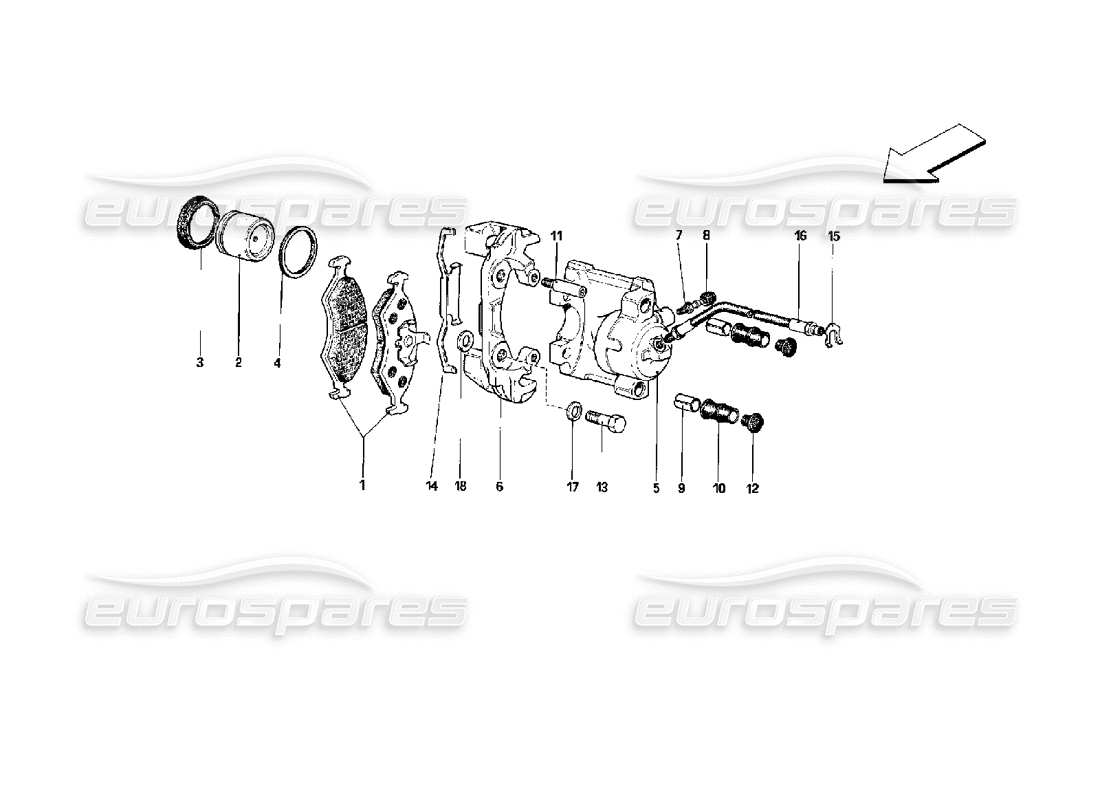 ferrari mondial 3.4 t coupe/cabrio bremssättel für hinterradbremsen teilediagramm