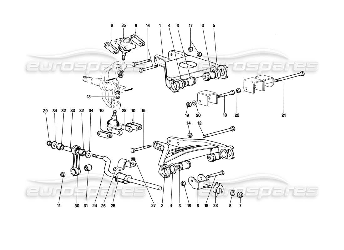 ferrari 308 gtb (1980) vorderradaufhängung - querlenker-teilediagramm