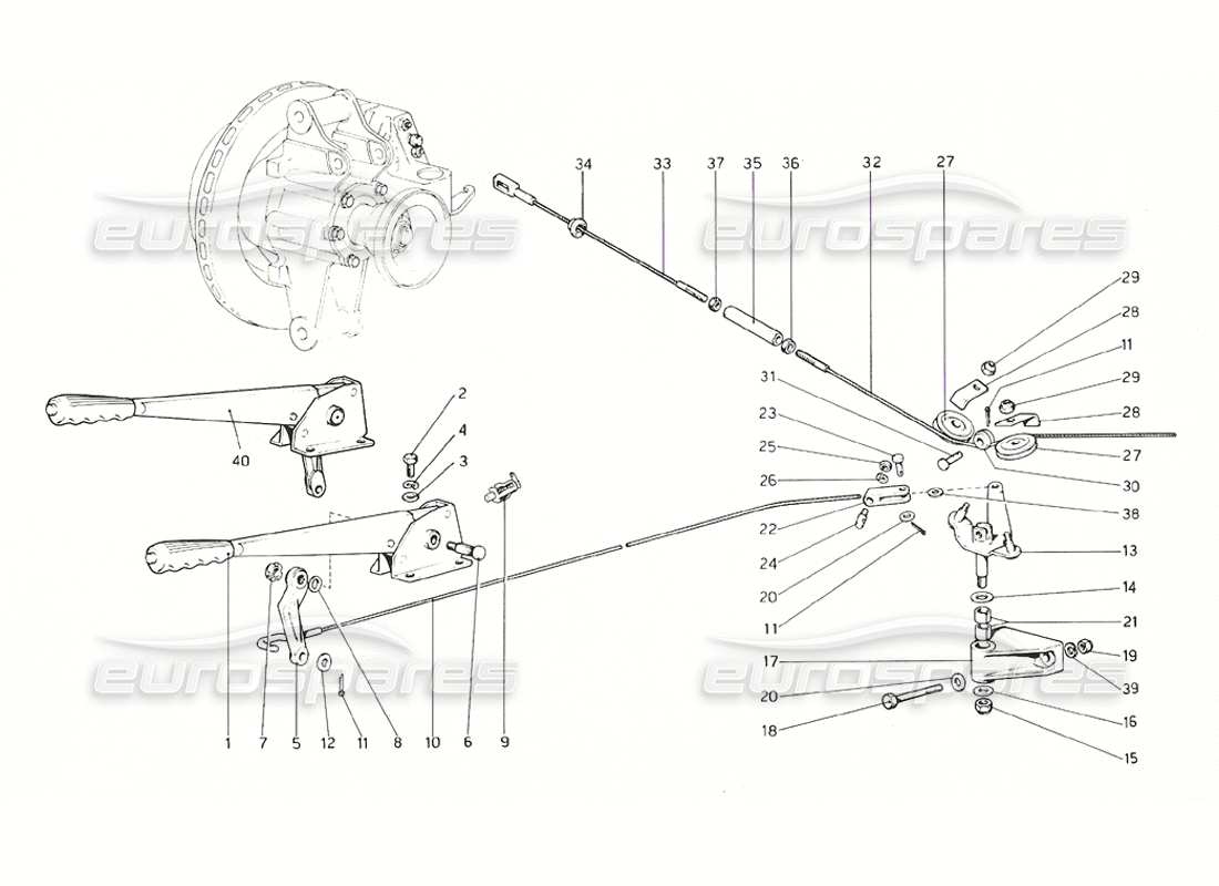 ferrari 308 gt4 dino (1976) teilediagramm der handbremssteuerung