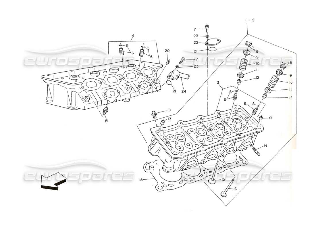 maserati shamal zylinderköpfe teilediagramm