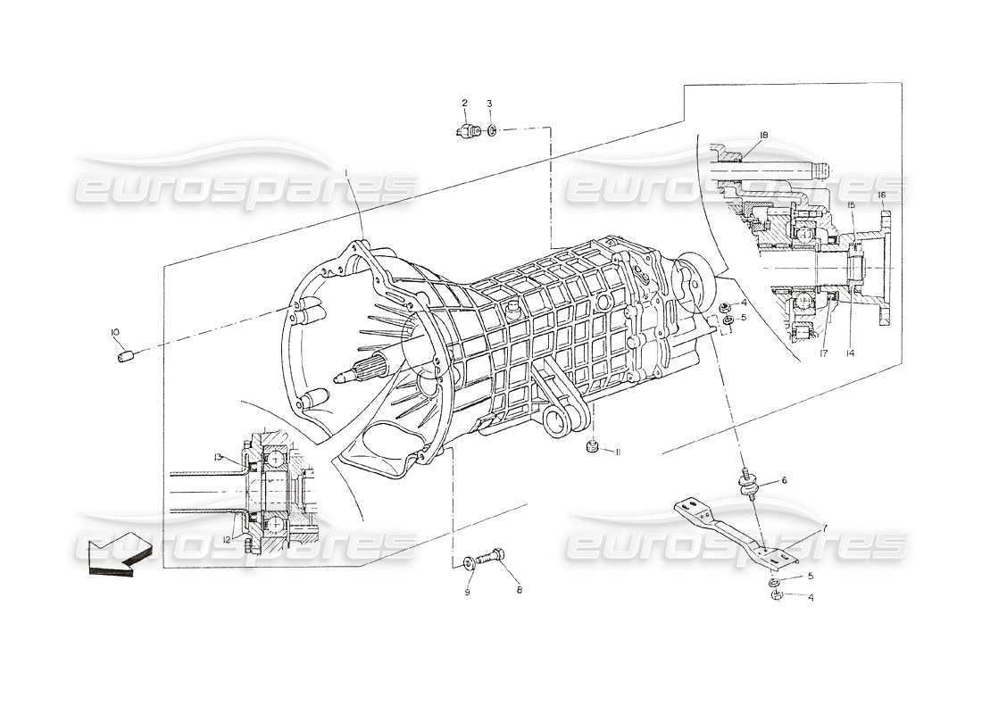 maserati shamal mechanisches getriebe teilediagramm