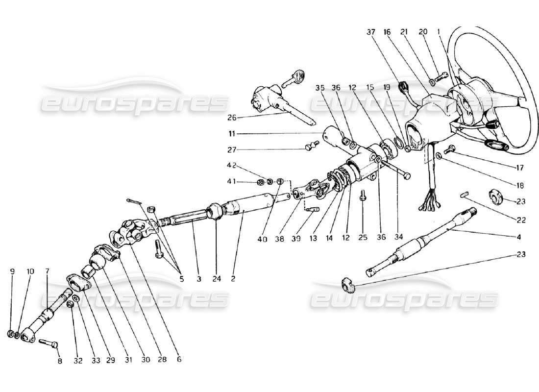 ferrari 308 gtb (1976) lenksäule ersatzteildiagramm