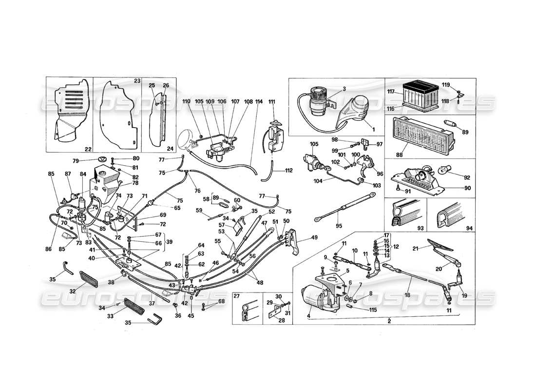 maserati qtp.v8 4.9 (s3) 1979 motor- und kofferraum teilediagramm