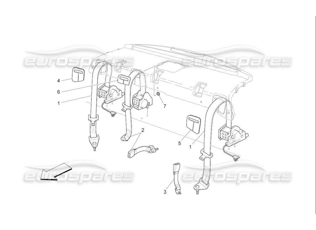 maserati qtp. (2009) 4.7 auto sicherheitsgurte hinten ersatzteildiagramm