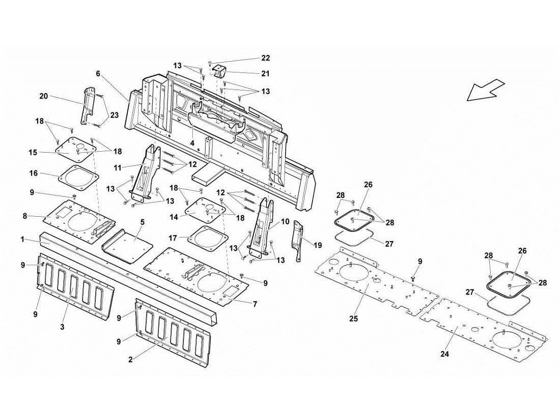 lamborghini gallardo lp570-4s perform teilediagramm für mittelrahmenelemente
