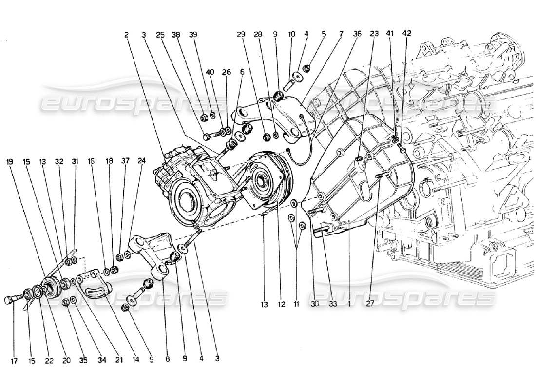 ferrari 308 gtb (1976) teilediagramm für klimakompressor und steuerungen