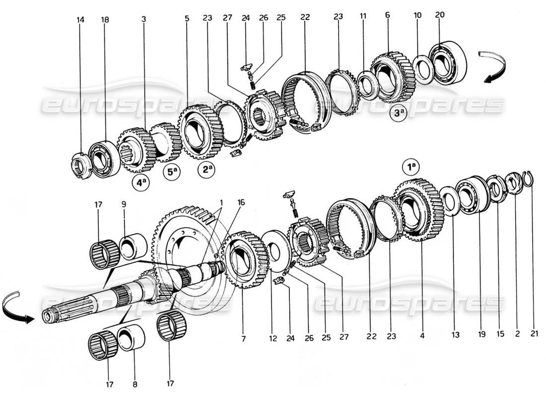 ferrari 308 gtb (1976) teilediagramm für vorgelegewellenräder