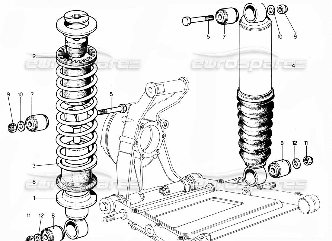 ferrari 365 gtc4 (mechanical) teilediagramm für hintere stoßdämpfer