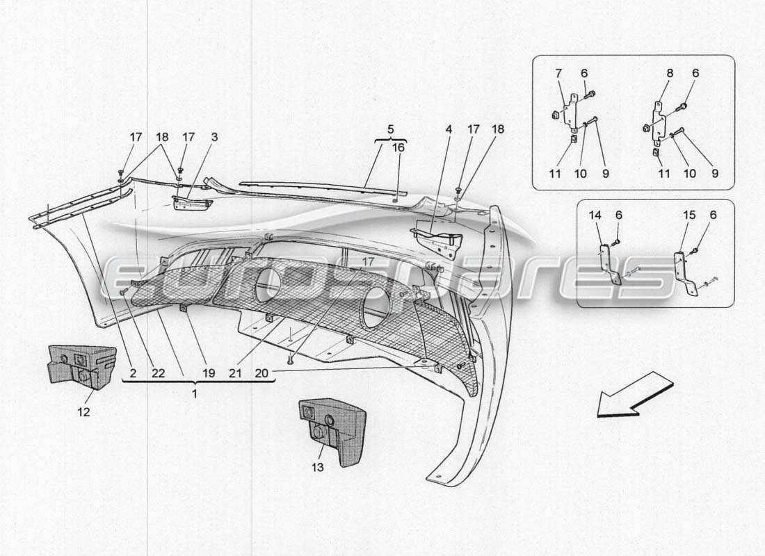 maserati grancabrio mc centenario hintere stoßstange teilediagramm