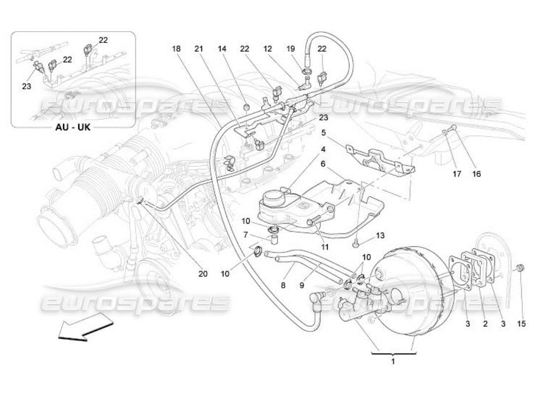 maserati qtp. (2005) 4.2 bremsservosystem teilediagramm