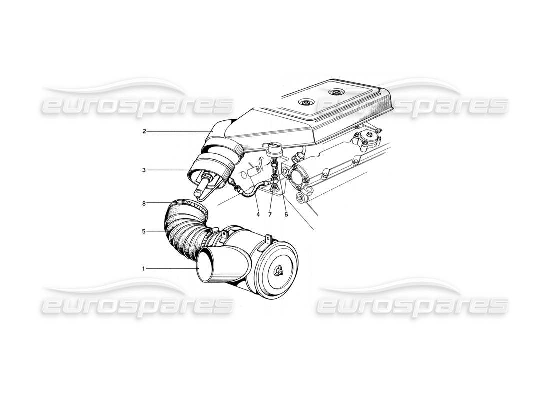 ferrari 246 dino (1975) luftfilter mit anti-smog-gerät (varianten für usa-versionen) teilediagramm